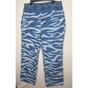 Fashion Nova Women's Pants Wildest Dreams Zebra Print Straight Leg Jeans Size 16